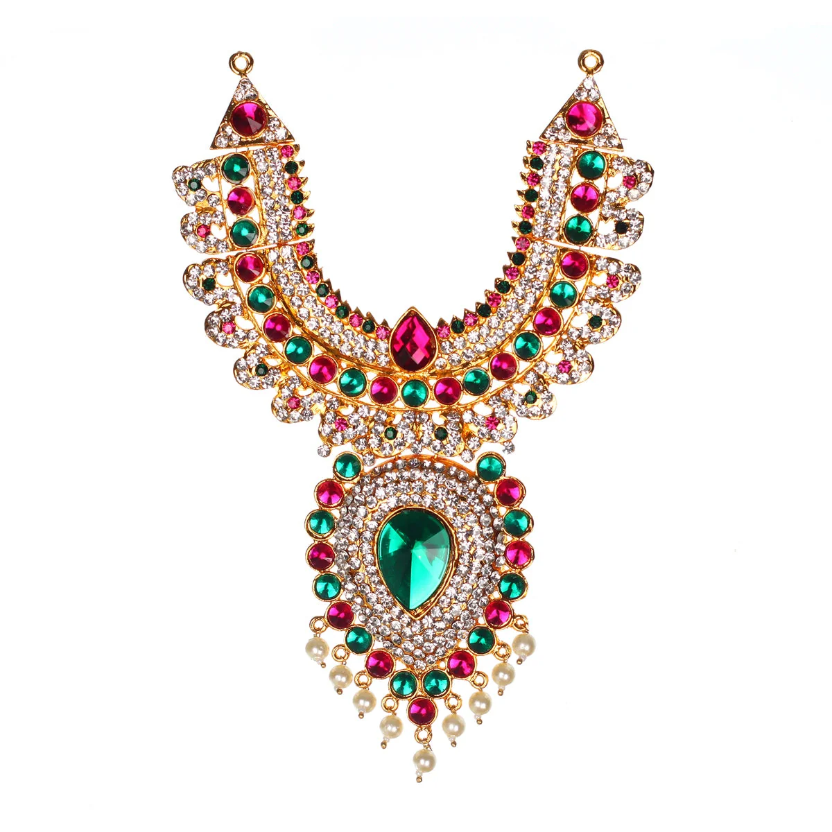 Stone Necklace - 7 X 3 Inches | Multicolour Stone Jewelry/ Artificial Jewellery For Deity Decoration - Image 2