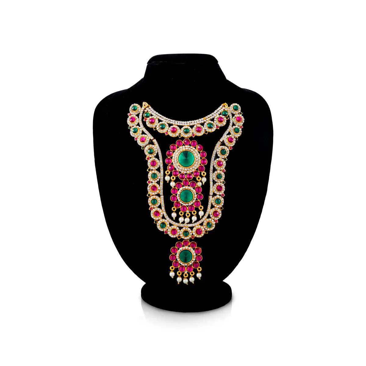 Stone Necklace - 8 Inches | Multicolour Stone Jewellery with Pendant / Artificial Jewellery for Deity Decor