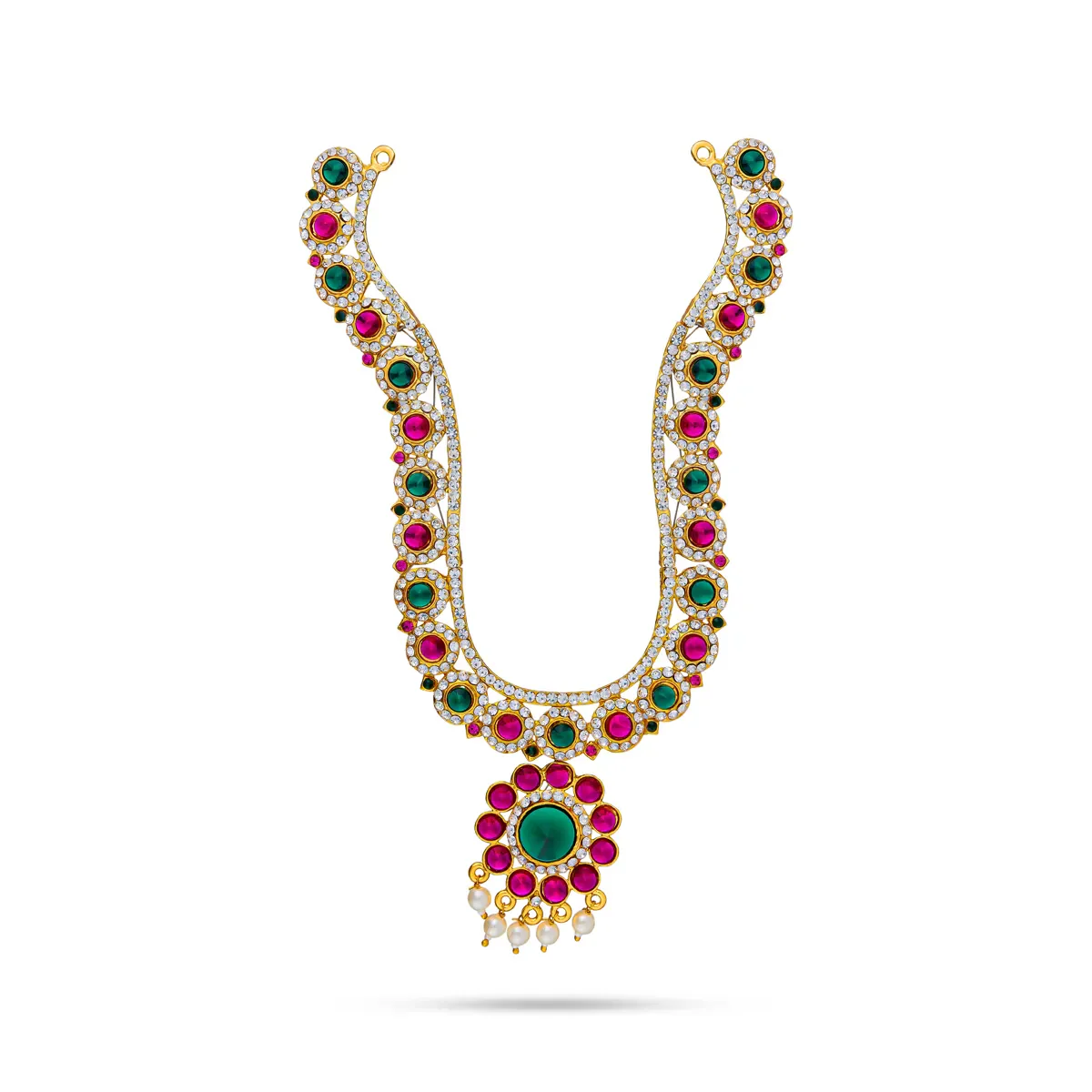 Stone Necklace - 8 Inches | Multicolour Stone Jewellery with Pendant / Artificial Jewellery for Deity Decor - Image 2
