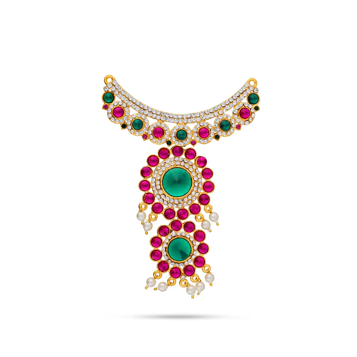 Stone Necklace - 8 Inches | Multicolour Stone Jewellery with Pendant / Artificial Jewellery for Deity Decor - Image 3