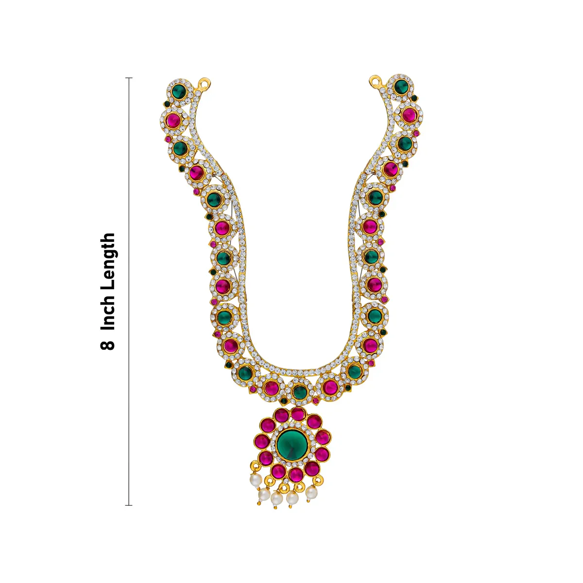 Stone Necklace - 8 Inches | Multicolour Stone Jewellery with Pendant / Artificial Jewellery for Deity Decor - Image 4