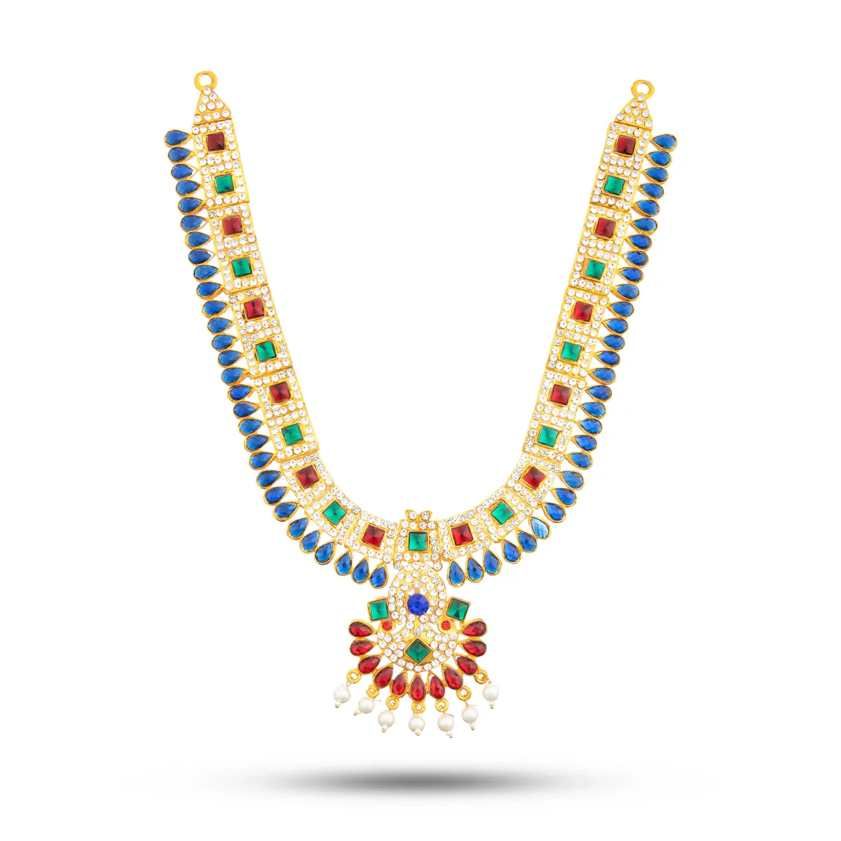 Stone Necklace & Haram Set - 12 x 5 Inches | Multi Colour Stone Jewellery for Deity/ Assorted Design - Image 13