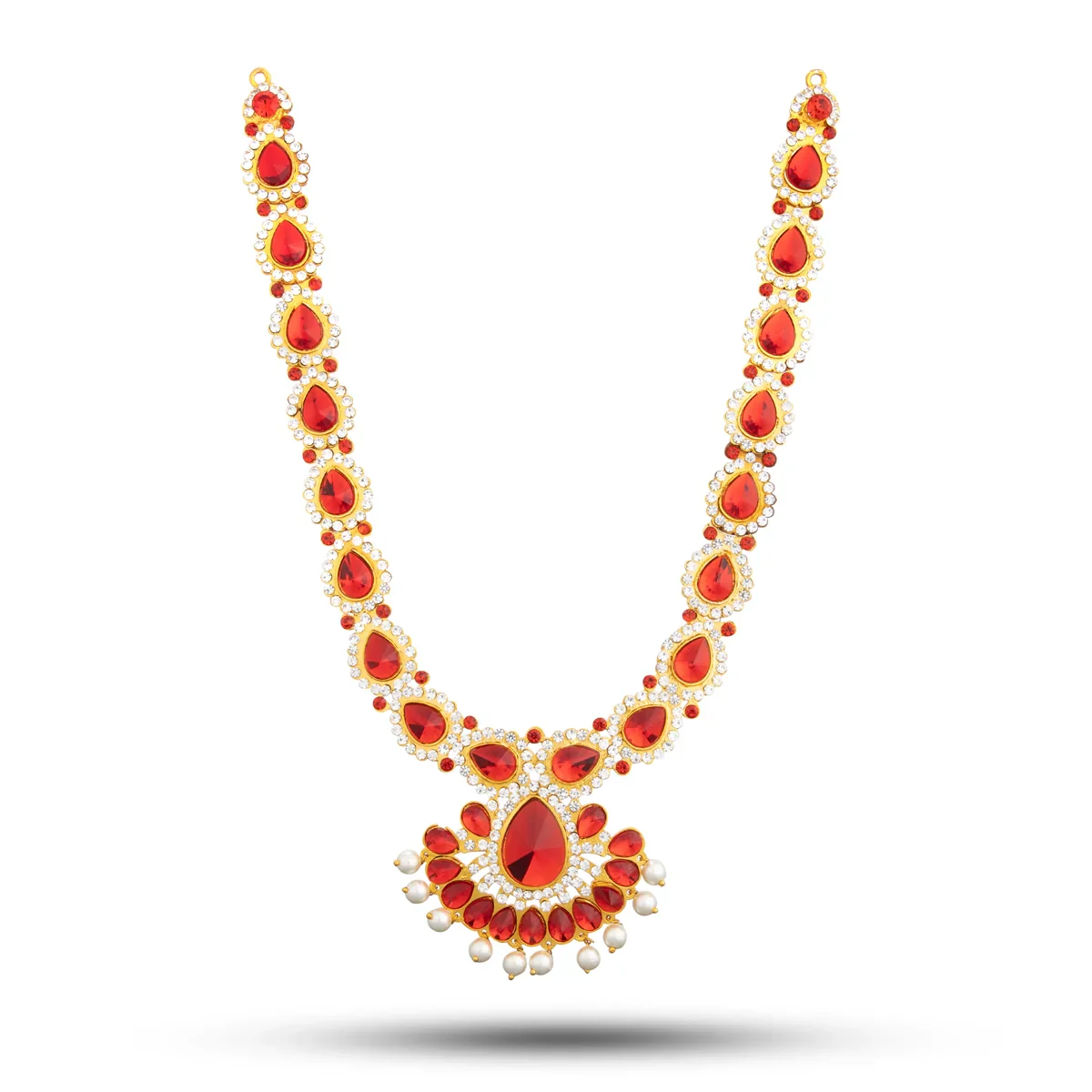 Stone Necklace & Haram Set - 12 x 5 Inches | Multi Colour Stone Jewellery for Deity/ Assorted Design - Image 14
