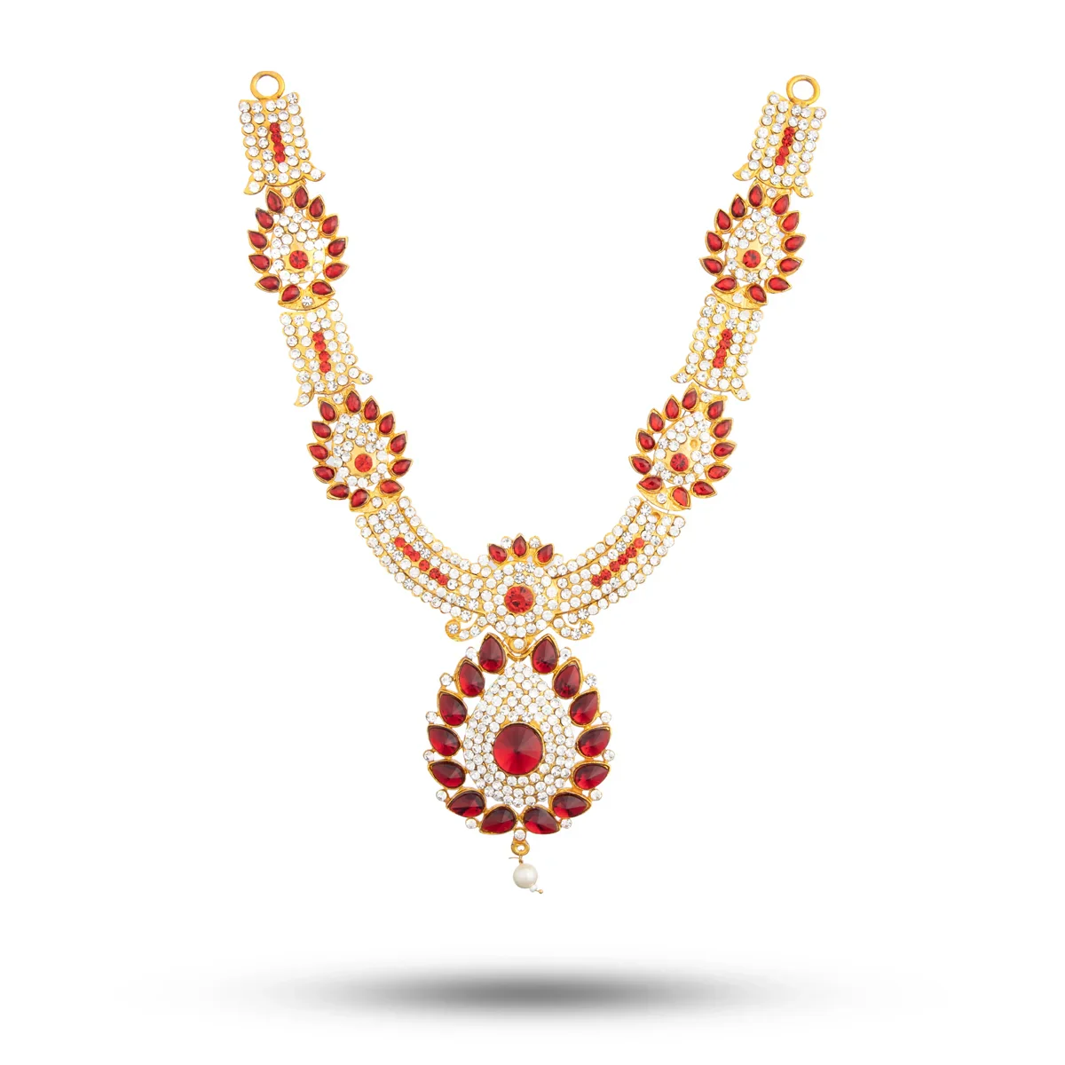 Stone Necklace & Haram Set - 12 x 5 Inches | Multi Colour Stone Jewellery for Deity/ Assorted Design - Image 15
