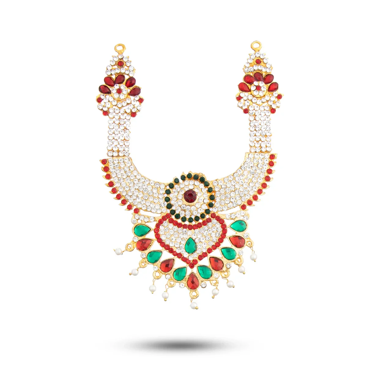 Stone Necklace & Haram Set - 12 x 5 Inches | Multi Colour Stone Jewellery for Deity/ Assorted Design - Image 17