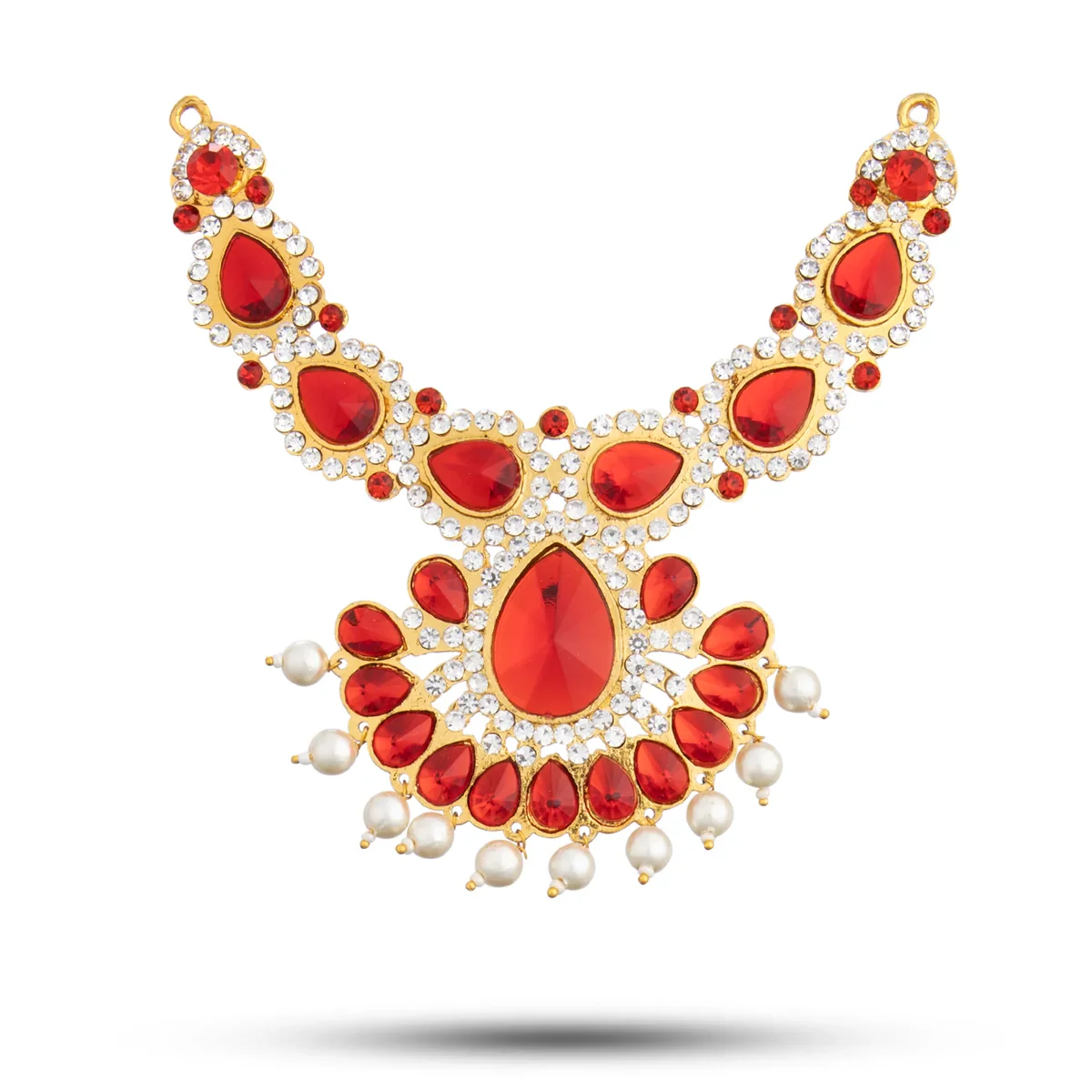 Stone Necklace & Haram Set - 12 x 5 Inches | Multi Colour Stone Jewellery for Deity/ Assorted Design - Image 19