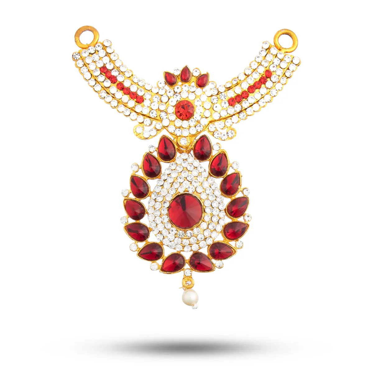 Stone Necklace & Haram Set - 12 x 5 Inches | Multi Colour Stone Jewellery for Deity/ Assorted Design - Image 20