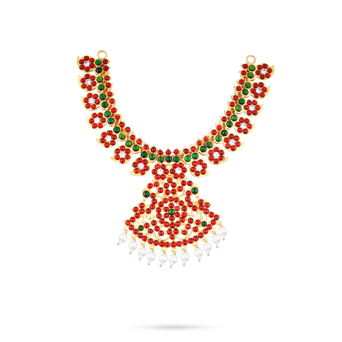 Stone Necklace & Stone Haram Set - 10 x 8 Inches | 3Pcs/Multicolour Stone Jewelry/ Artificial Jewelry for Deity - Image 3