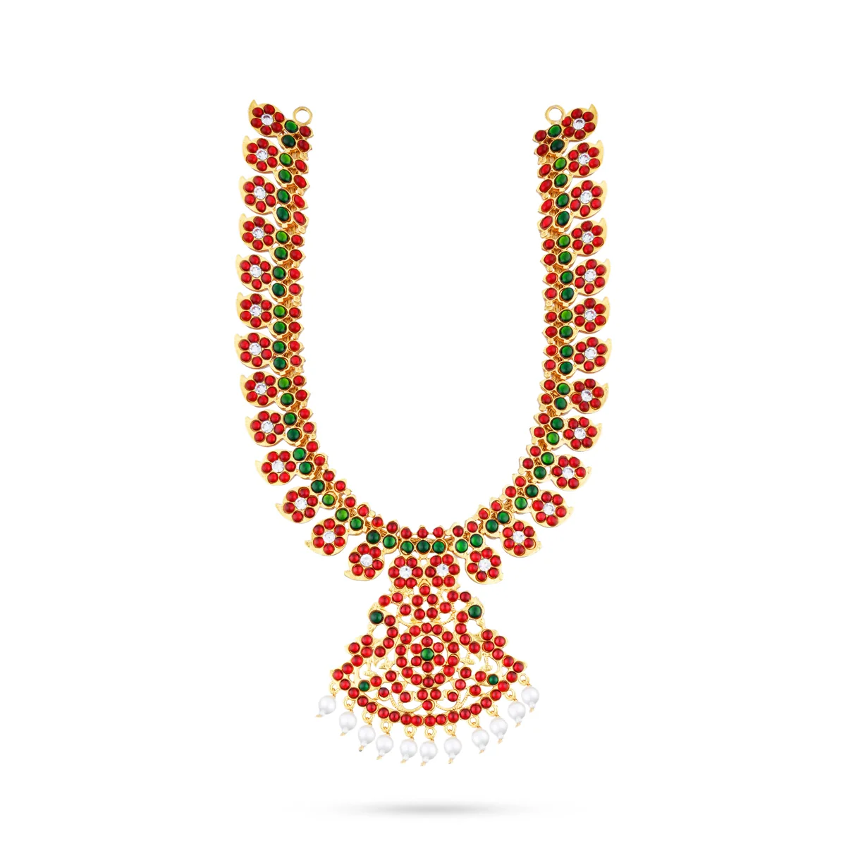 Stone Necklace & Stone Haram Set - 10 x 8 Inches | 3Pcs/Multicolour Stone Jewelry/ Artificial Jewelry for Deity - Image 4