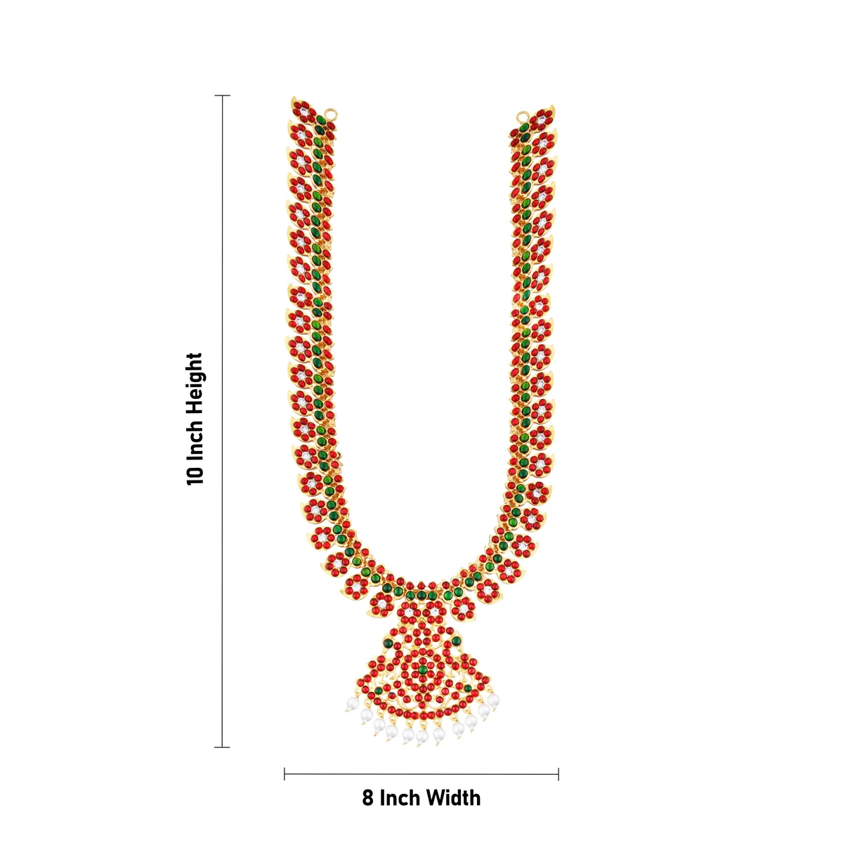 Stone Necklace & Stone Haram Set - 10 x 8 Inches | 3Pcs/Multicolour Stone Jewelry/ Artificial Jewelry for Deity - Image 5