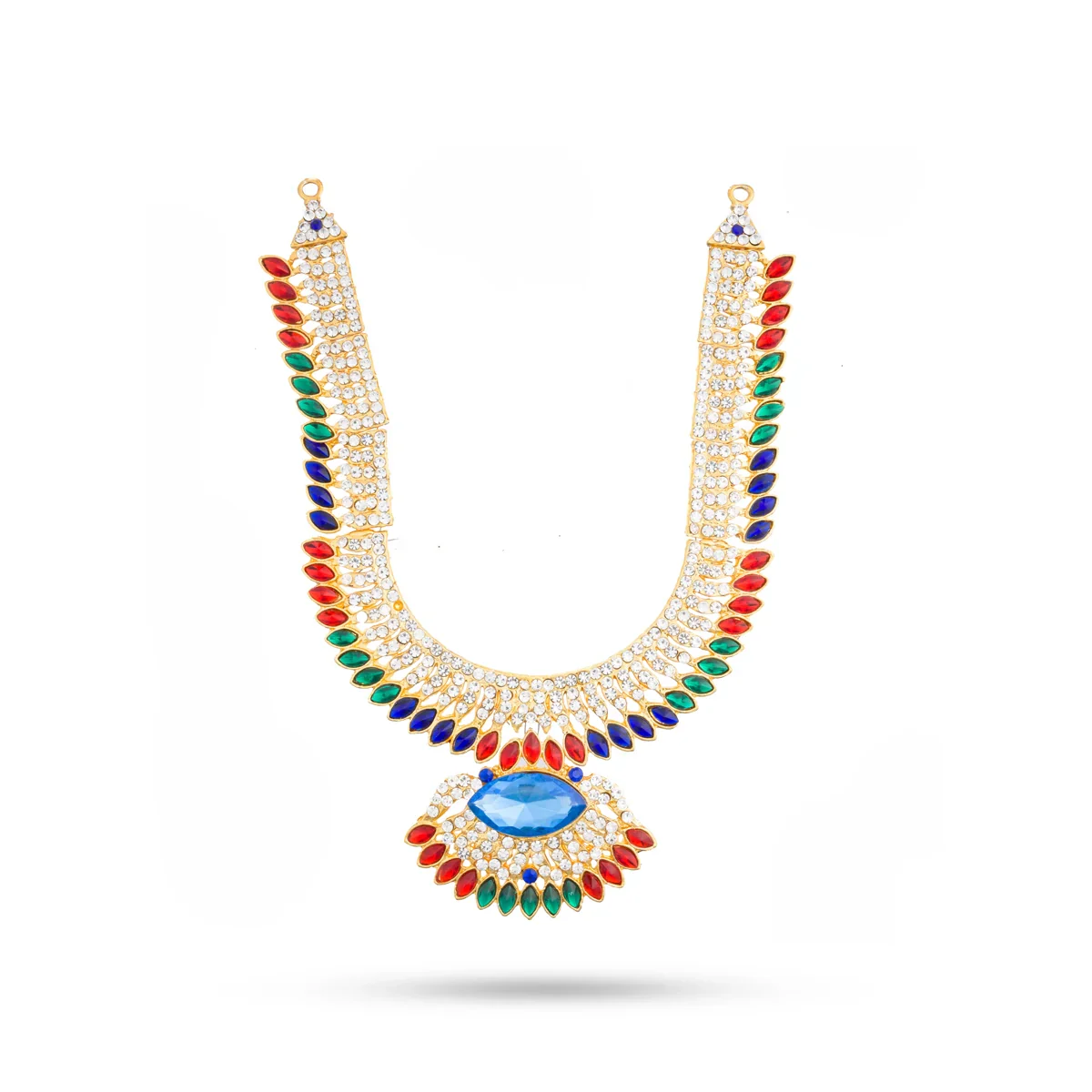 Stone Necklace & Stone Haram Set - 9 Inches | Multicolour Stone Jewelry/ Stone Jewellery for Deity - Image 11