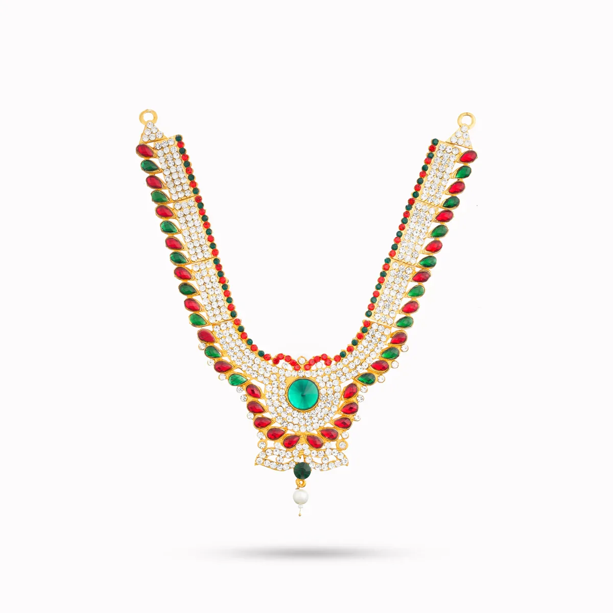 Stone Necklace & Stone Haram Set - 9 Inches | Multicolour Stone Jewelry/ Stone Jewellery for Deity - Image 13