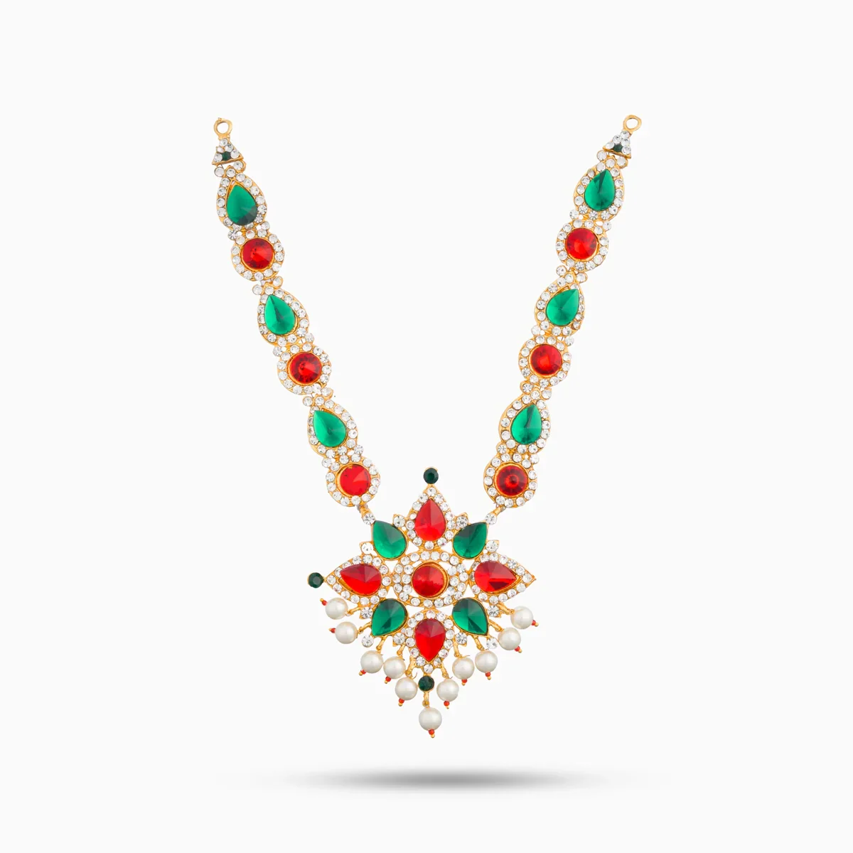 Stone Necklace & Stone Haram Set - 9 Inches | Multicolour Stone Jewelry/ Stone Jewellery for Deity - Image 14