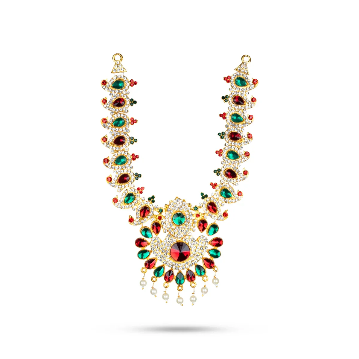 Stone Necklace & Stone Haram Set - 9 Inches | Multicolour Stone Jewelry/ Stone Jewellery for Deity - Image 15
