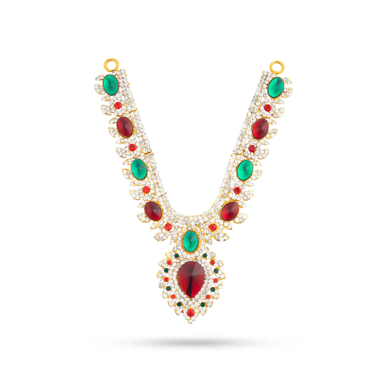 Stone Necklace & Stone Haram Set - 9 Inches | Multicolour Stone Jewelry/ Stone Jewellery for Deity - Image 16