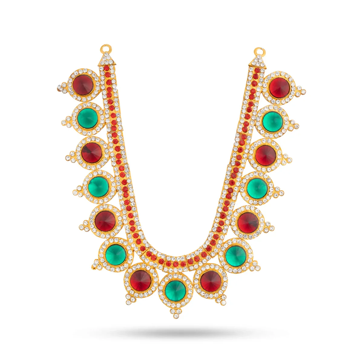 Stone Necklace & Stone Haram Set - 9 Inches | Multicolour Stone Jewelry/ Stone Jewellery for Deity - Image 17