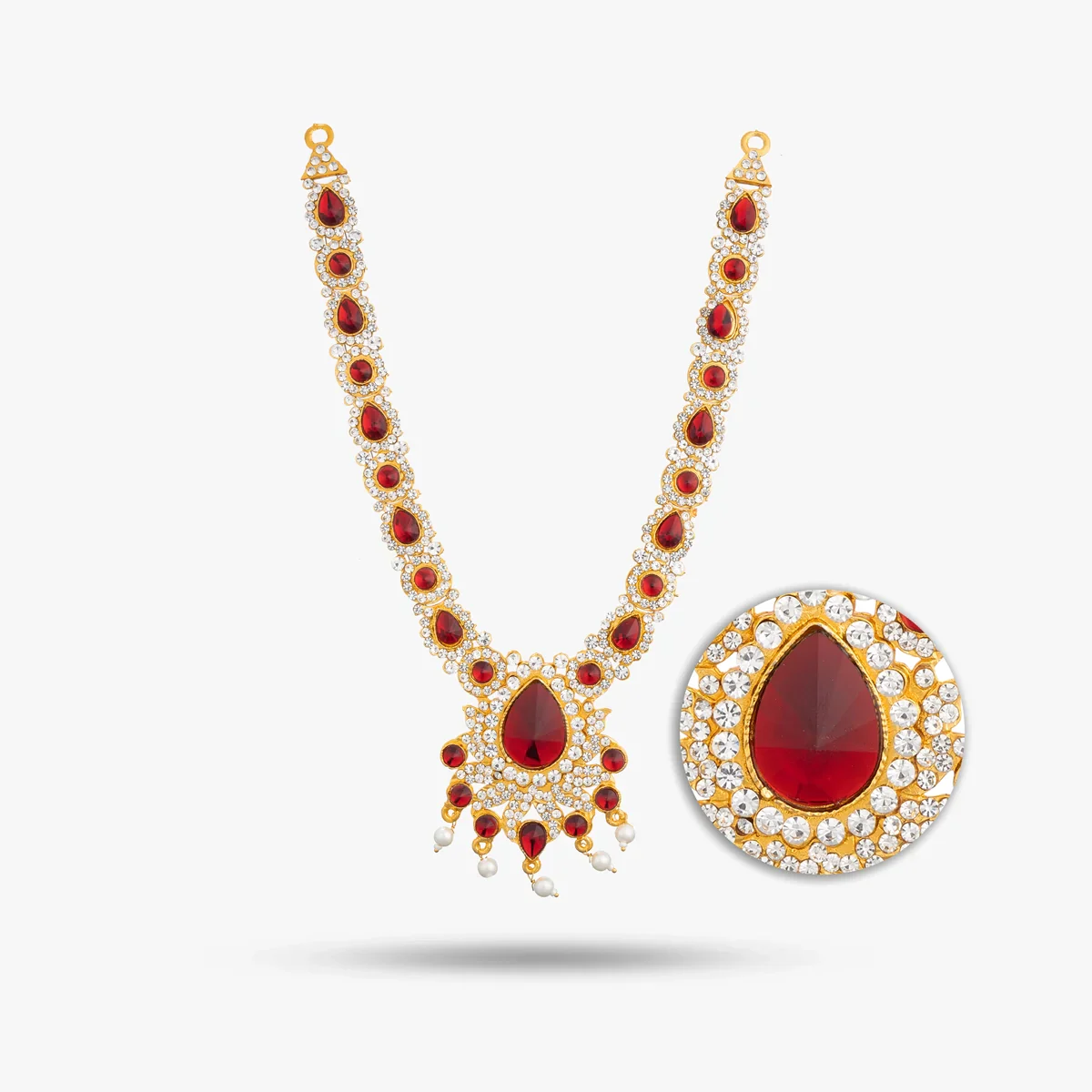 Stone Necklace & Stone Haram Set - 9 Inches | Multicolour Stone Jewelry/ Stone Jewellery for Deity - Image 20