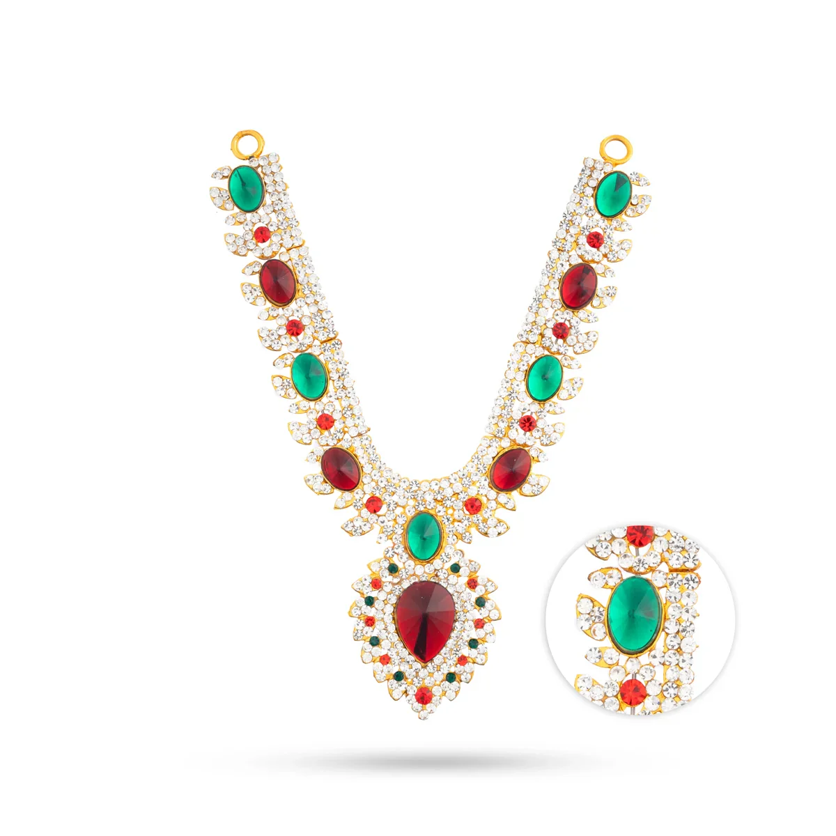 Stone Necklace & Stone Haram Set - 9 Inches | Multicolour Stone Jewelry/ Stone Jewellery for Deity - Image 24