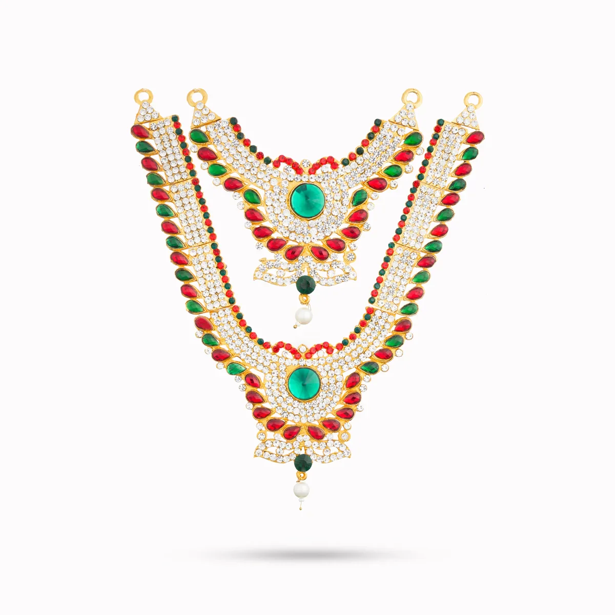 Stone Necklace & Stone Haram Set - 9 Inches | Multicolour Stone Jewelry/ Stone Jewellery for Deity - Image 29