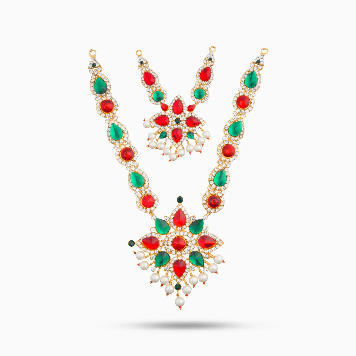 Stone Necklace & Stone Haram Set - 9 Inches | Multicolour Stone Jewelry/ Stone Jewellery for Deity - Image 30