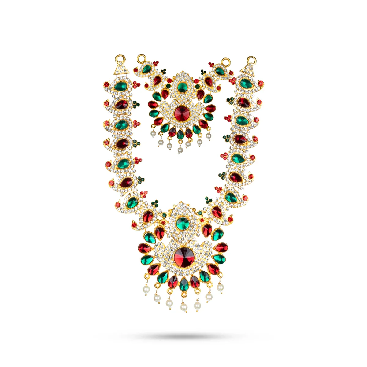 Stone Necklace & Stone Haram Set - 9 Inches | Multicolour Stone Jewelry/ Stone Jewellery for Deity - Image 31