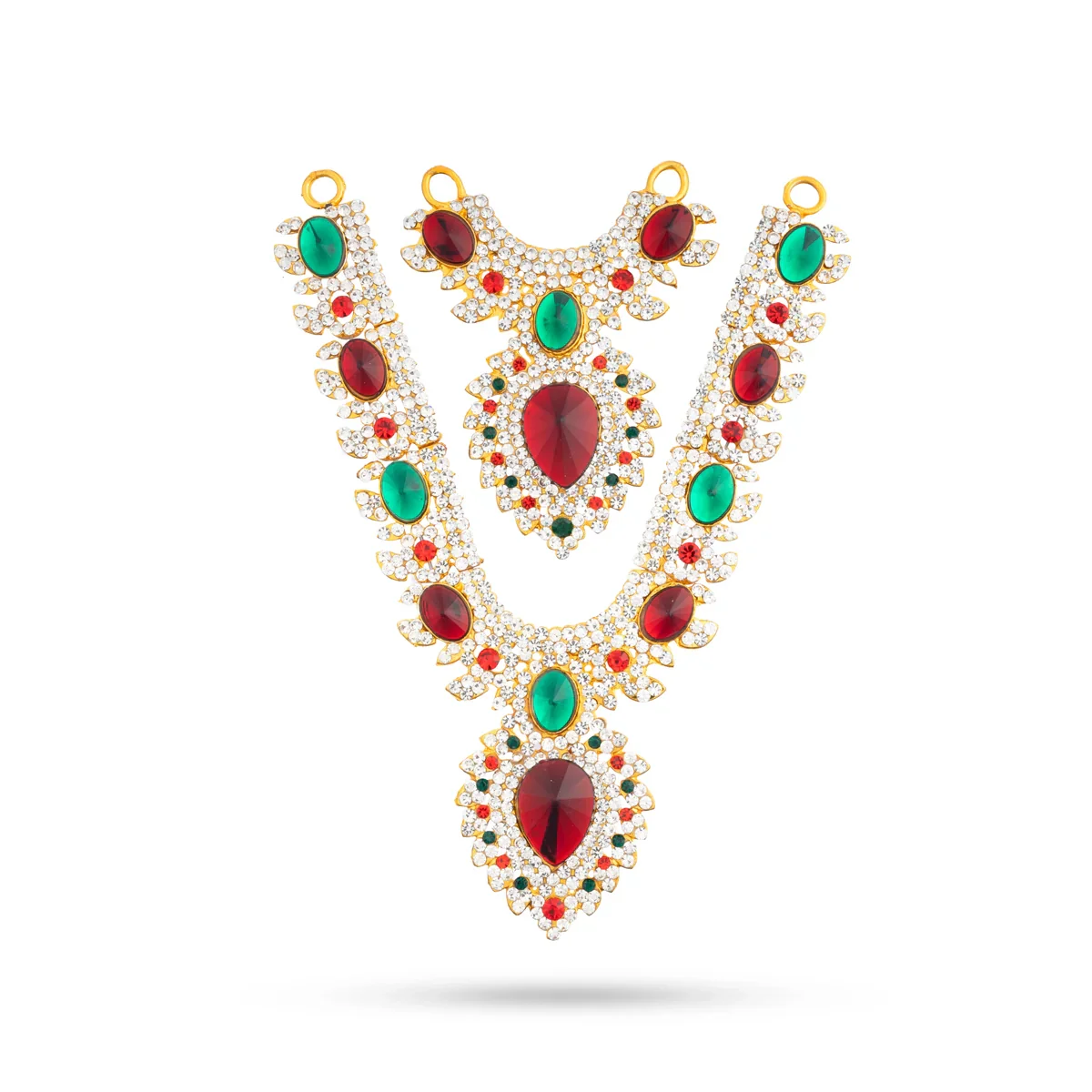 Stone Necklace & Stone Haram Set - 9 Inches | Multicolour Stone Jewelry/ Stone Jewellery for Deity - Image 32