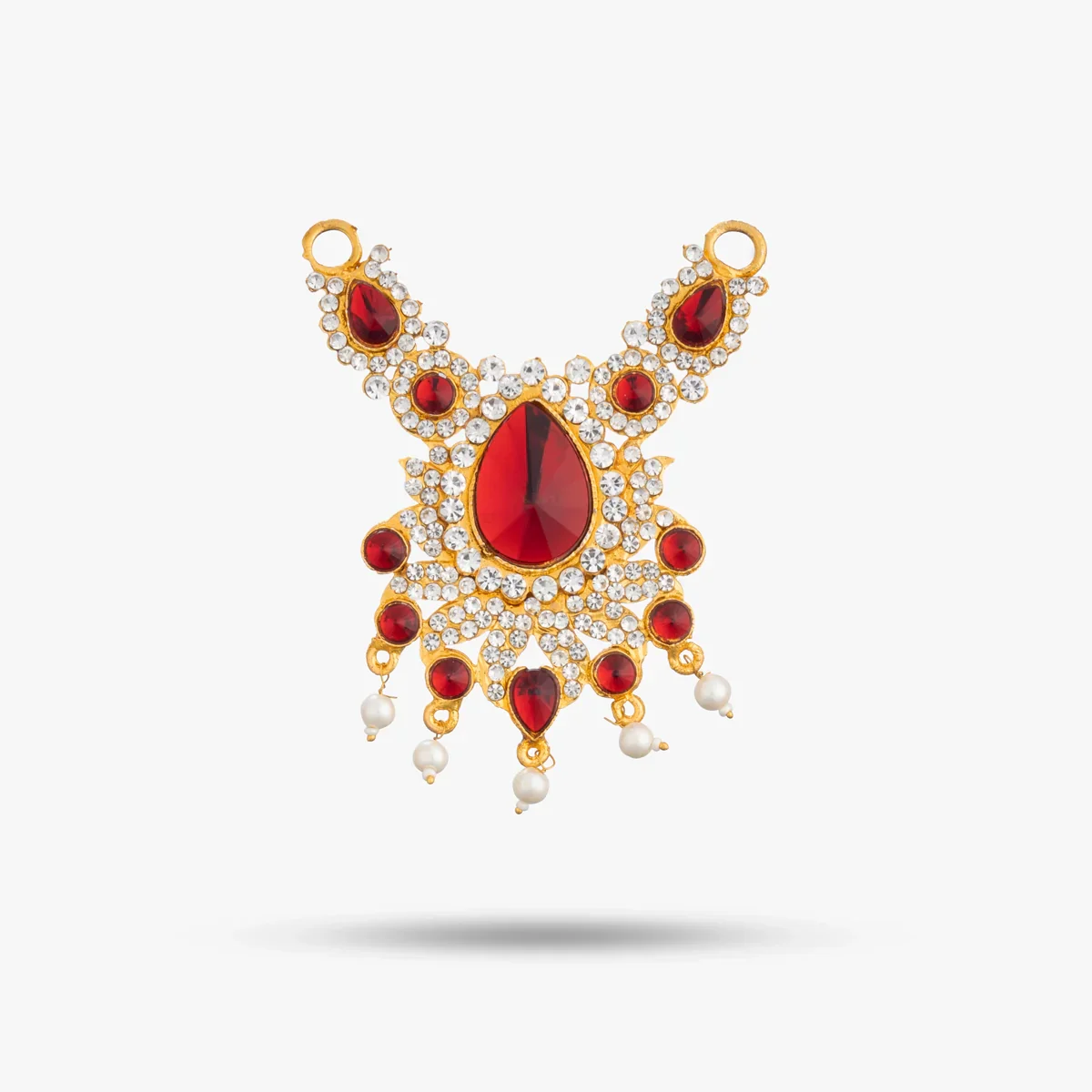 Stone Necklace & Stone Haram Set - 9 Inches | Multicolour Stone Jewelry/ Stone Jewellery for Deity - Image 4