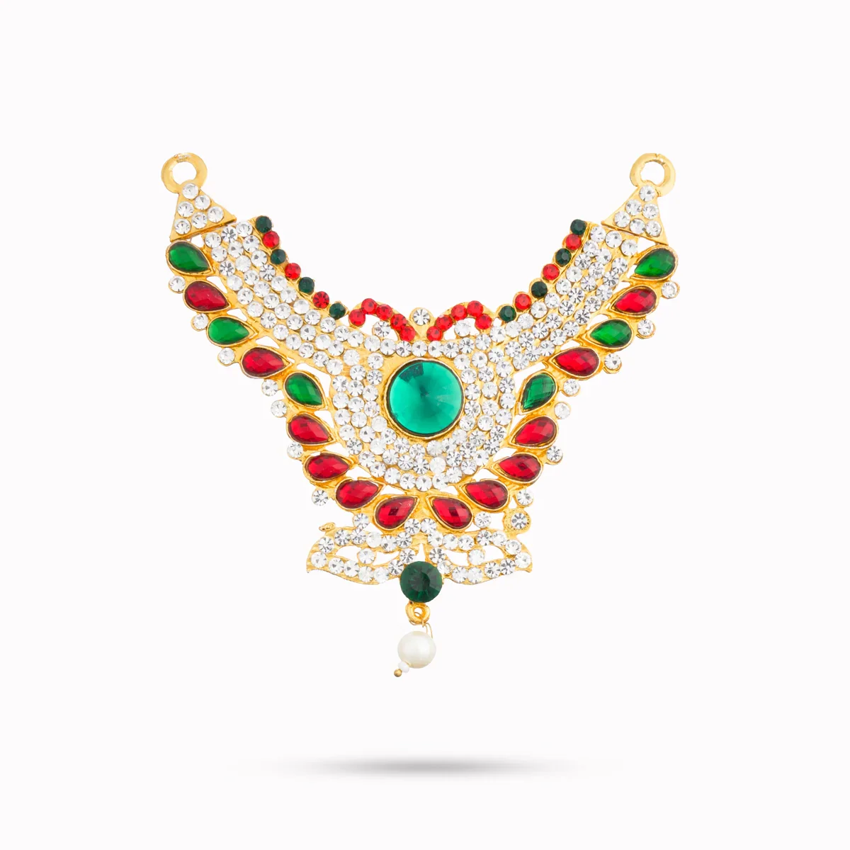 Stone Necklace & Stone Haram Set - 9 Inches | Multicolour Stone Jewelry/ Stone Jewellery for Deity - Image 5