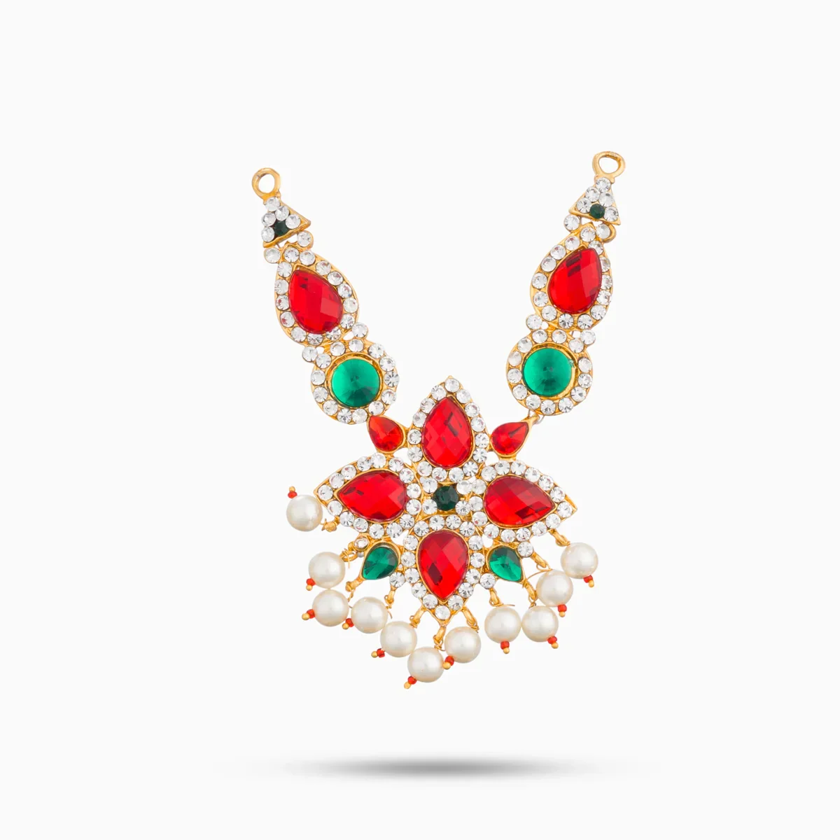 Stone Necklace & Stone Haram Set - 9 Inches | Multicolour Stone Jewelry/ Stone Jewellery for Deity - Image 6