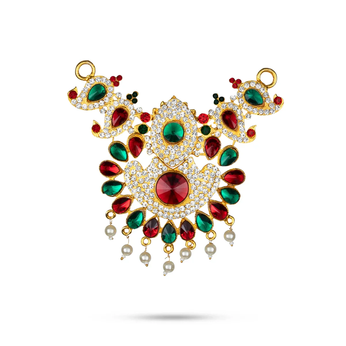 Stone Necklace & Stone Haram Set - 9 Inches | Multicolour Stone Jewelry/ Stone Jewellery for Deity - Image 7
