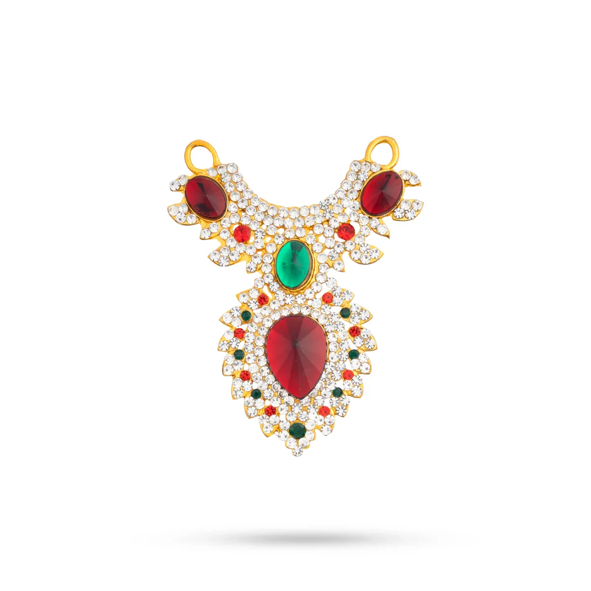 Stone Necklace & Stone Haram Set - 9 Inches | Multicolour Stone Jewelry/ Stone Jewellery for Deity - Image 8