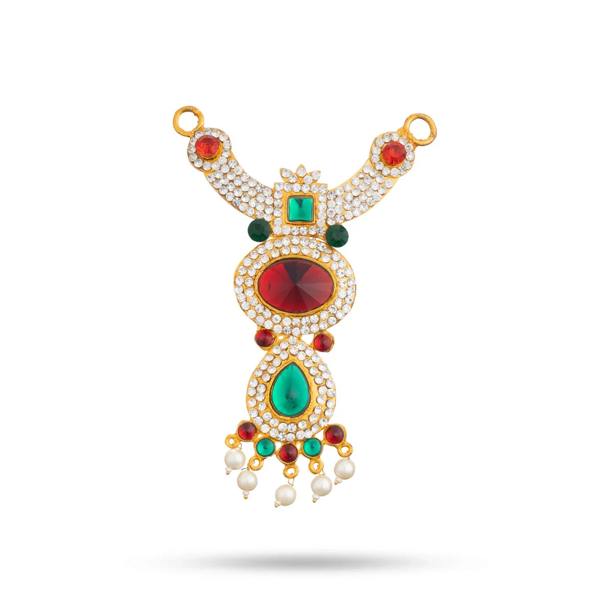 Stone Necklace & Stone Haram Set - 9 Inches | Multicolour Stone Jewelry/ Stone Jewellery for Deity - Image 9
