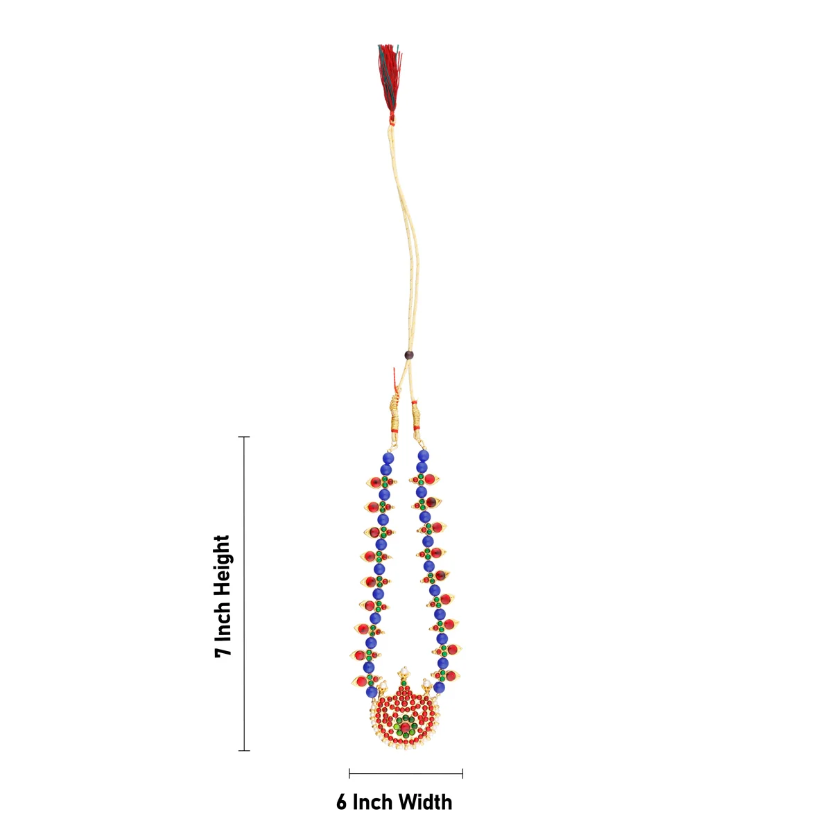 Stone Necklace With Earring Pair - 7 X 6 Inches | Artificial Jewelry/ Bharatanatyam Jewellery For Dance - Image 5