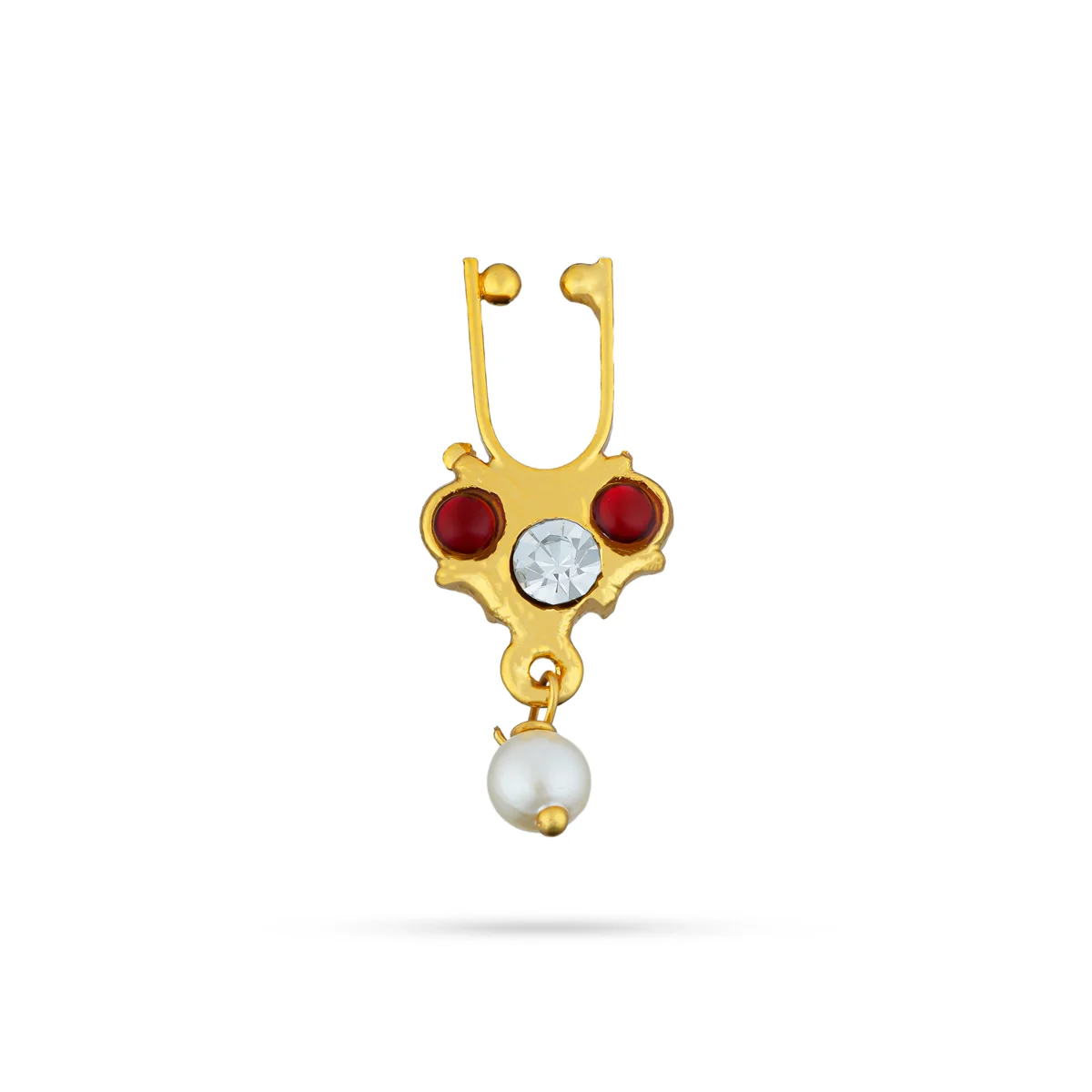 Stone Nose Pin Pair - 0.75 x 0.75 Inch | Kemp Bullaku Nose Pin/ Artificial Jewelry/ Stone Jewellery for Women - Image 4