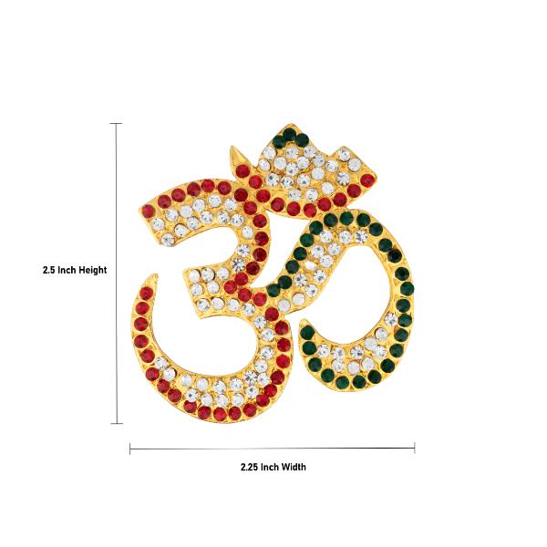 Stone Pendant - 2.5 x 2.25 Inches | Multicolour Stone Dollar/ Hindi Om Design Stone Locket For Deity - Image 2