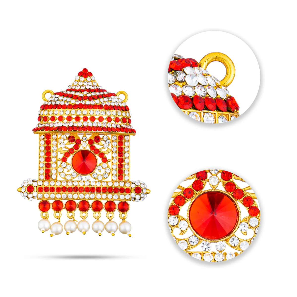 Stone Pendant - 3.5 x 2.5 Inches | Dollar/ Stone Locket/ Artificial Jewelry For Chains & Deity/ Assorted Colour - Image 2