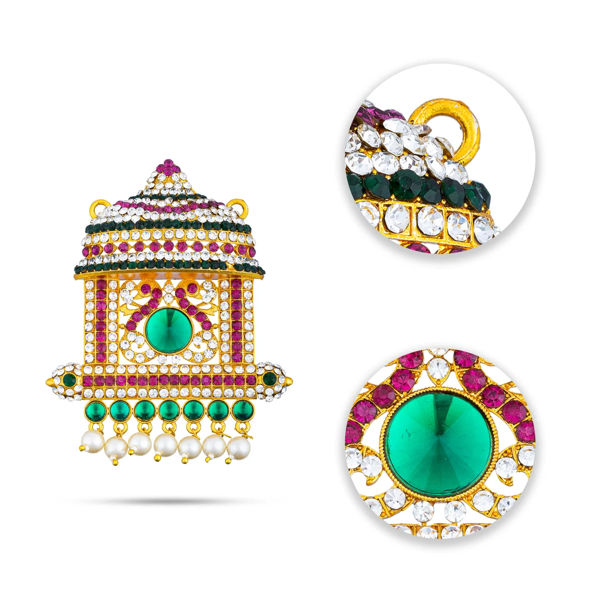 Stone Pendant - 3.5 x 2.5 Inches | Dollar/ Stone Locket/ Artificial Jewelry For Chains & Deity/ Assorted Colour - Image 4