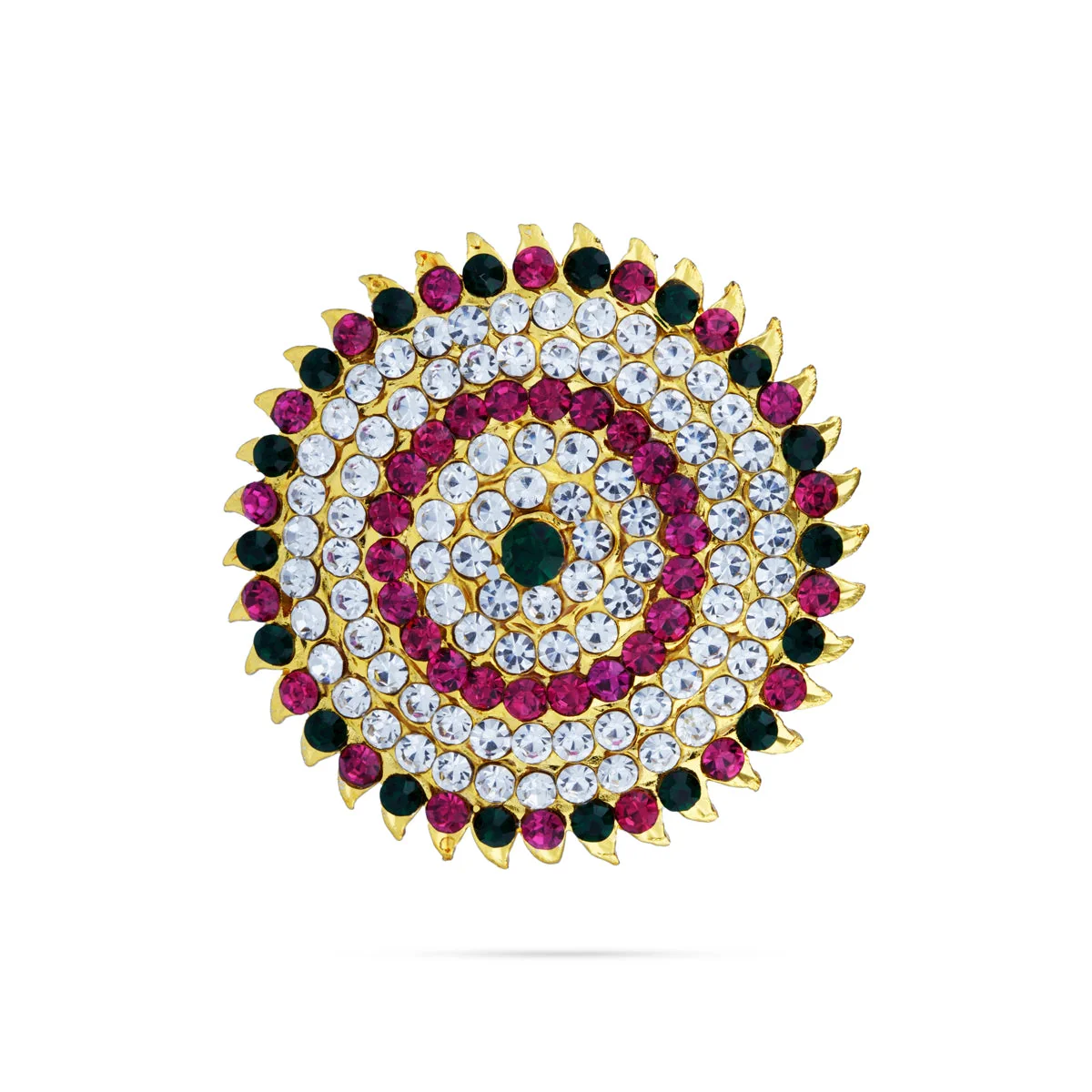 Stone Sun And Moon Billai- 1.5 X 2.5 Inches | Hair Accessories/ Multicolour Stone Jewellery/ Sun Moon For Deity