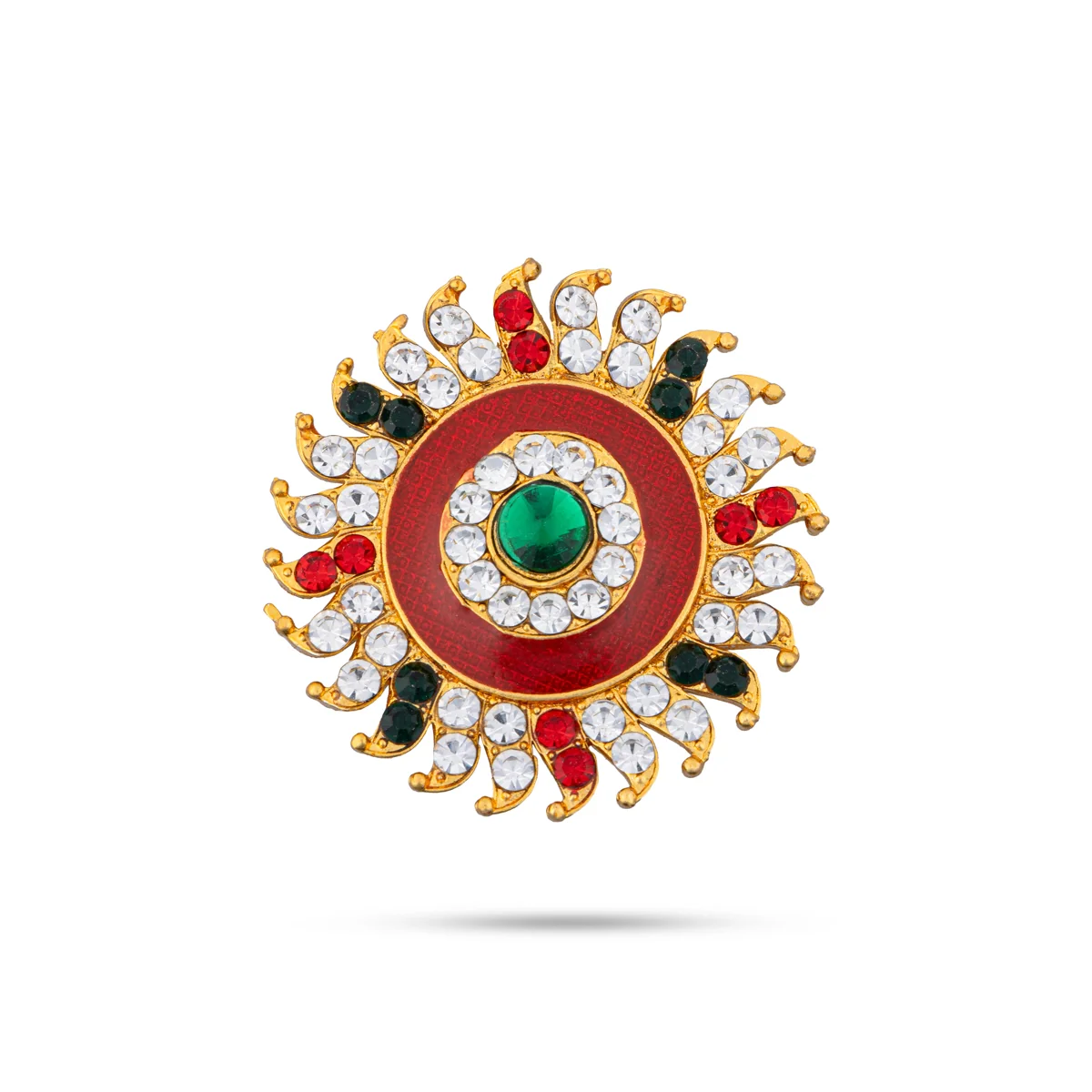 Stone Sun And Moon Pair - 1.75 x 1.25 Inches | Hair Accessories/Sun Moon/Multicolour Stone Jewellery for Deity - Image 2