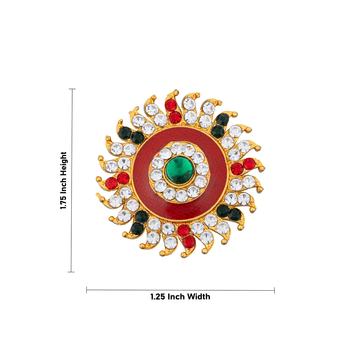 Stone Sun And Moon Pair - 1.75 x 1.25 Inches | Hair Accessories/Sun Moon/Multicolour Stone Jewellery for Deity - Image 3