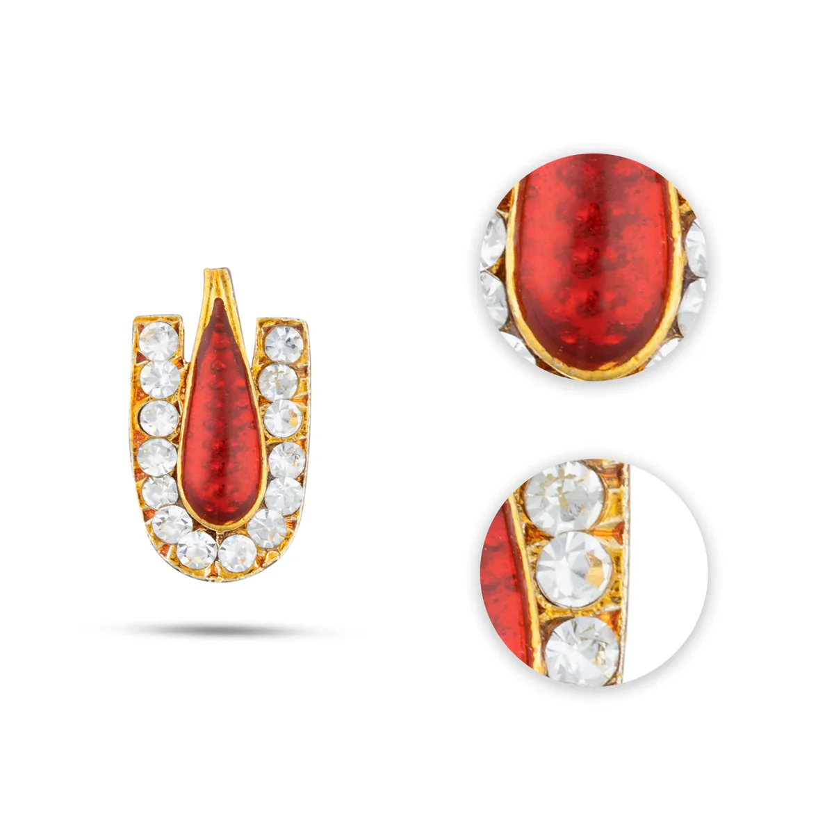 Stone Vishnu Namam & Stone Earring Set | 3 Pcs/ Stone Perumal Namam & Stone Earing for Deity - Image 4