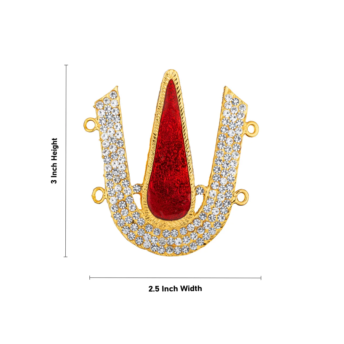 Stone Vishnu Tilak - 3 x 2.5 Inches | White & Red Stone Perumal Namam/ U Shape Stone Namam for Deity - Image 2