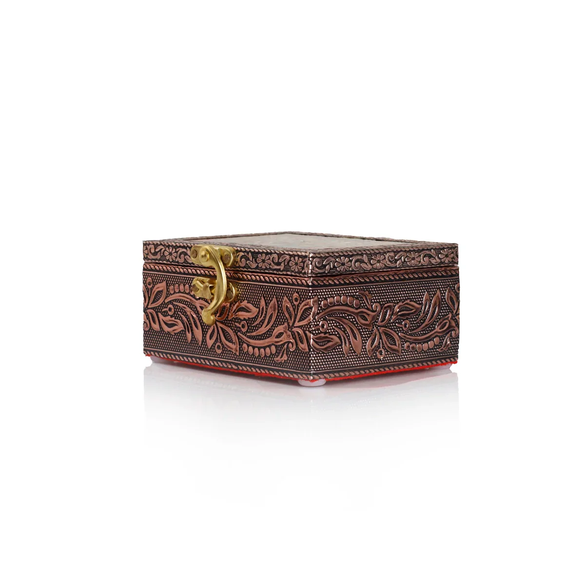 Storage Box - 2 x 3.25 Inches | Wooden Box/ Copper Finish Jewelry Box for Women - Image 2