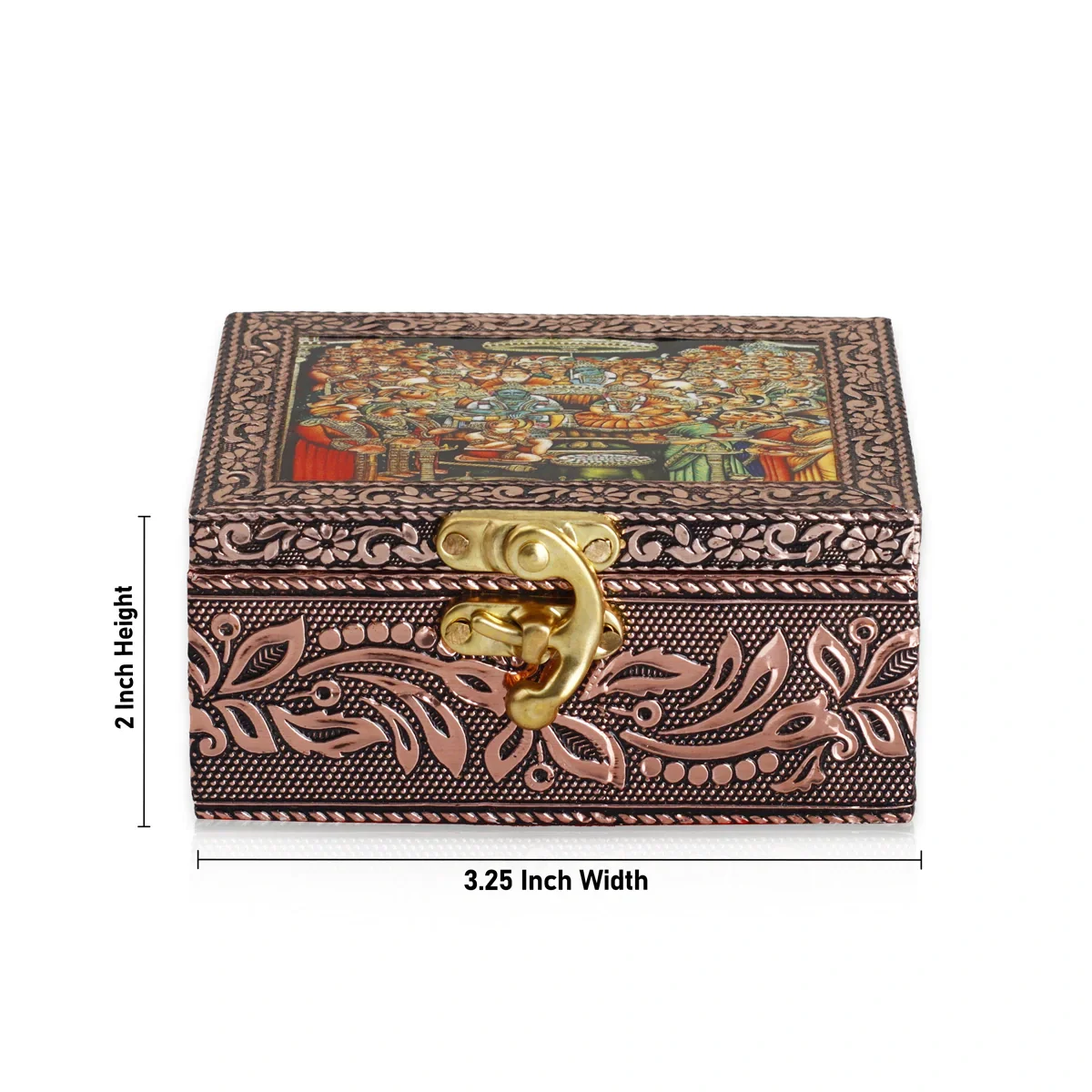 Storage Box - 2 x 3.25 Inches | Wooden Box/ Copper Finish Jewelry Box for Women - Image 6