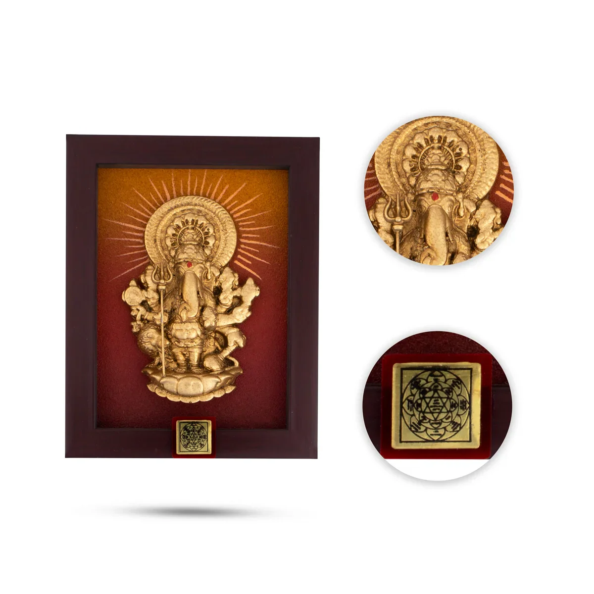 Subha Drishti Ganapathi with Frame - 6 x 4.5 Inches | Ganesh Wall Hanging for Home - Image 2