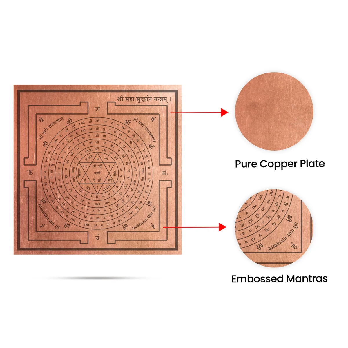 Sudarshan Yantra - 3 x 3 Inches | Copper Yantra/ Sanskrit Sudarshan Chakra Yantra for Home - Image 3