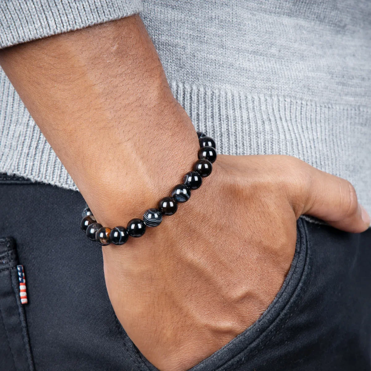 Sulemani Hakik Bracelet - 2.5 Inches | Black Hakik Bracelet/ Black Sulemani Hakik Bracelet for Men & Women - Image 2