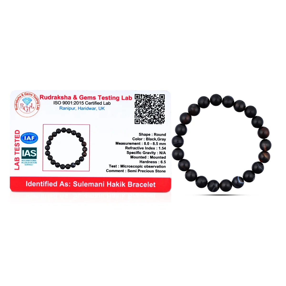 Sulemani Hakik Bracelet - 2.5 Inches | Black Hakik Bracelet/ Black Sulemani Hakik Bracelet for Men & Women - Image 3