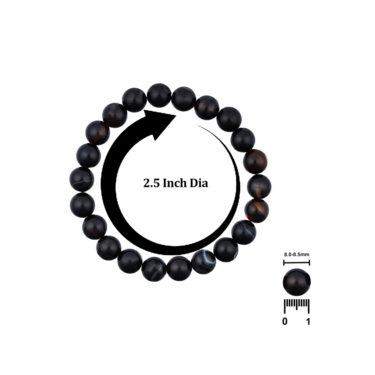 Sulemani Hakik Bracelet - 2.5 Inches | Black Hakik Bracelet/ Black Sulemani Hakik Bracelet for Men & Women - Image 6