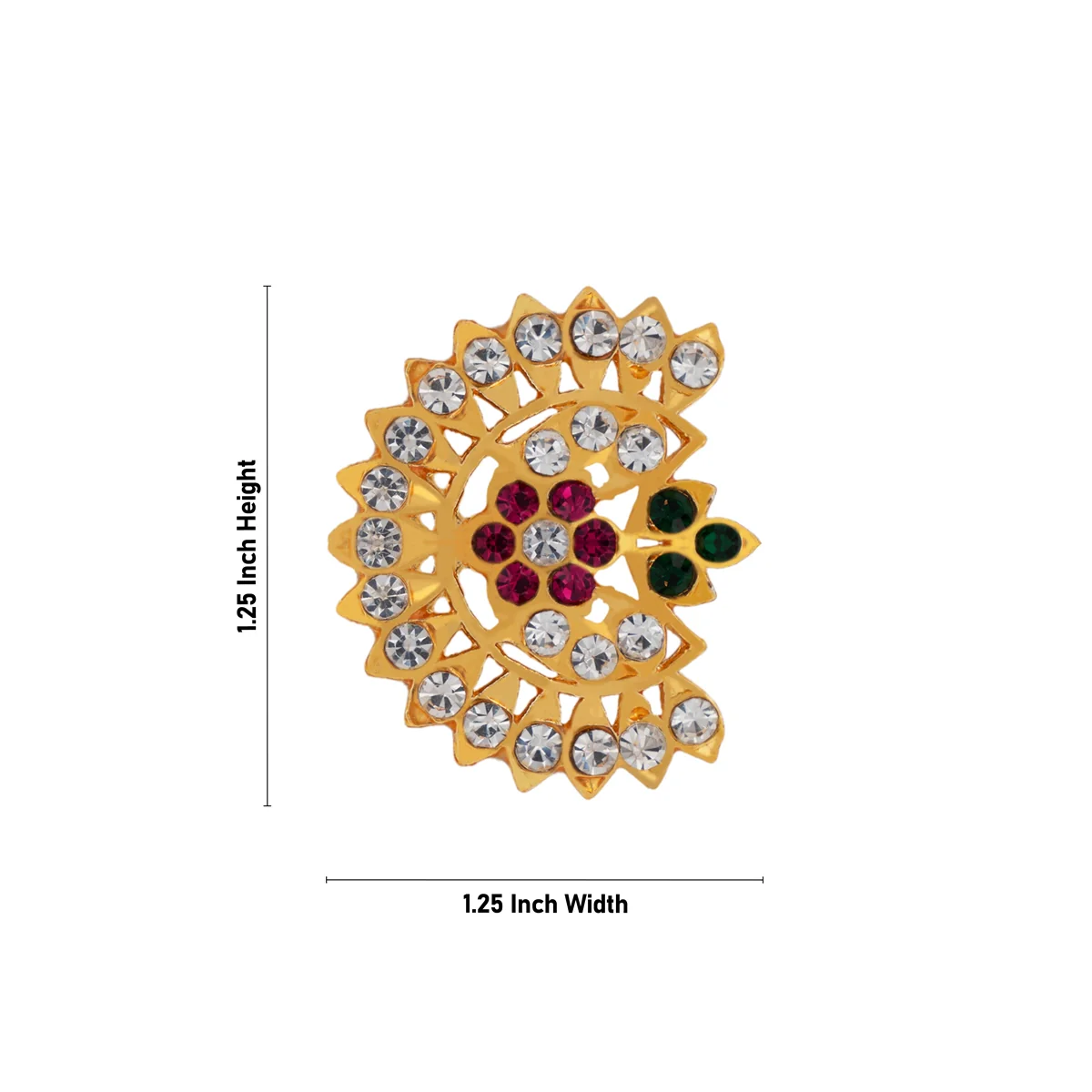 Sun And Moon Pair - 1.25 X 1.25 Inches | Multicolour Stone Jewellery/ Sun Moon Hair Accessories For Deity Decor - Image 2